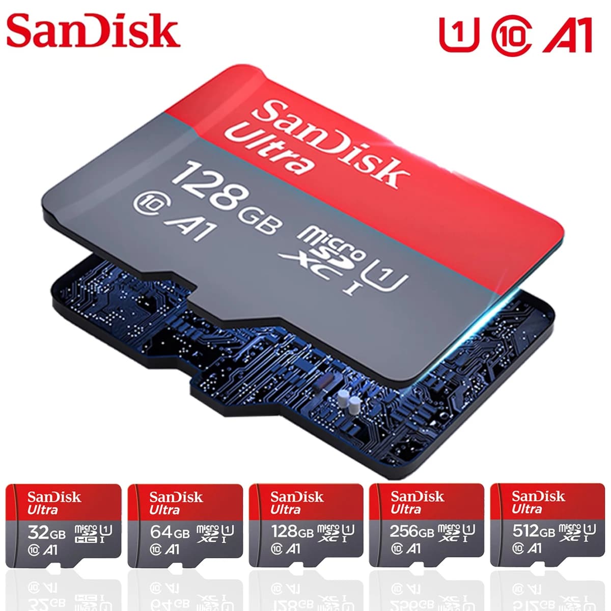 Scheda di Memoria Sandisk 512GB TF SD MicroCard 256GB 128GB 64GB 32GB Classe A1-10 UHS-1 Flash Card MicroSD