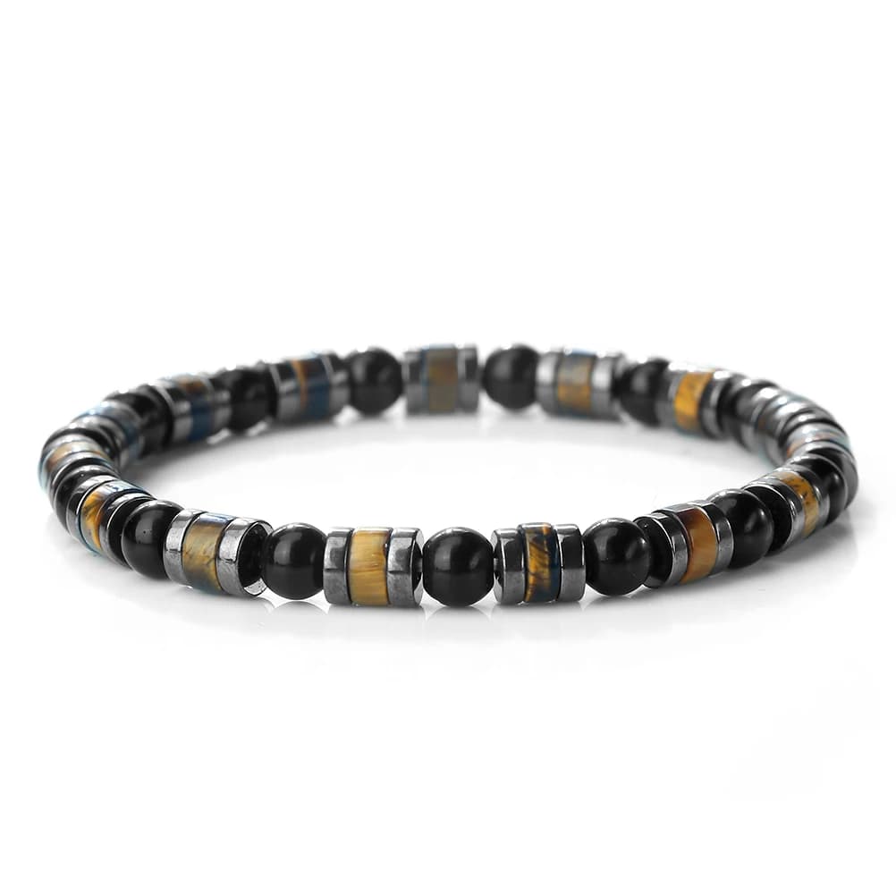 Braccialetti di pietra naturale di moda per uomo Bracciale di pietra vulcanica ematite Buddha tibetano Bracciale elastico Gioielli per l'assistenza sanitaria delle donne