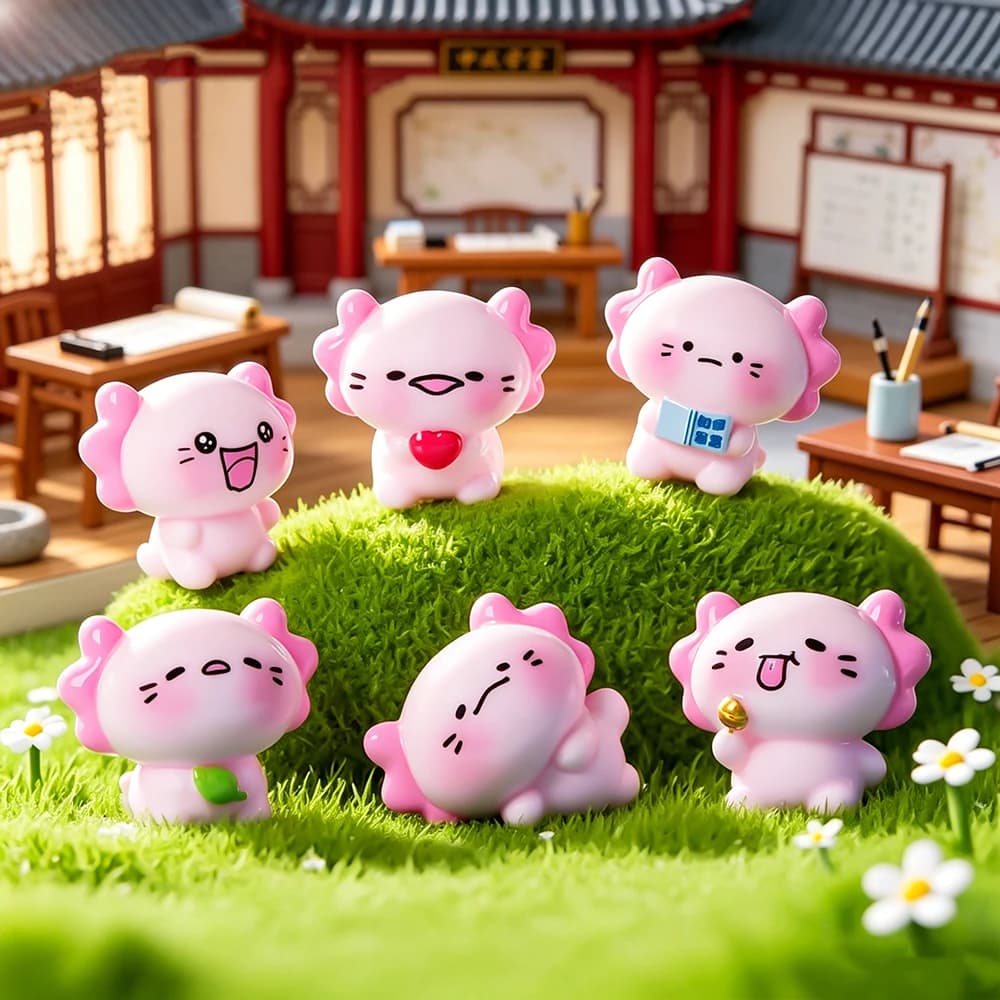 6/12/18/30pcs Mini Resin Axolotl Miniature Figures Dish Garden Micro Landscape Decoration Teacup Garden Desk Axolotl Ornament