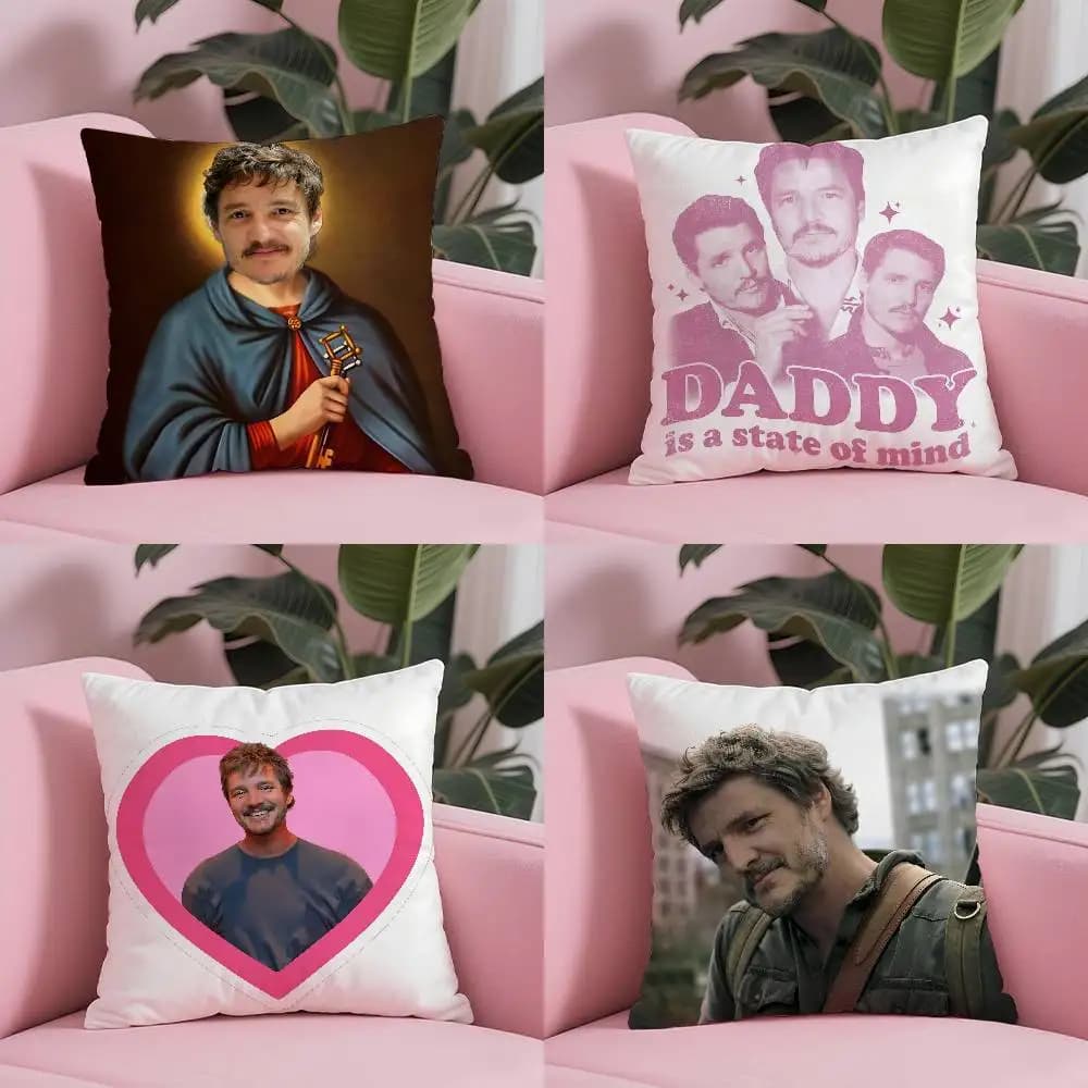 Hot Actor P-Pedro Pascal Federa per cuscino Anti-polvere Federa per cuscino per divano in peluche corto setoso con cerniera invisibile