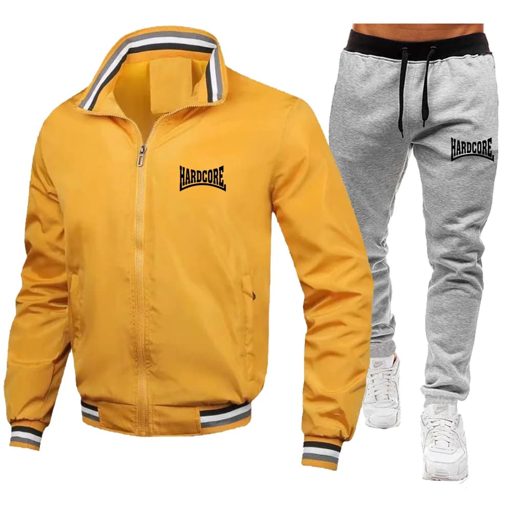 HARDCORE Men's Jacket with Rialzated Collection and Hinge, Fashion Street Style, Men's Casual Baseball Set with Pockets and Zipper for Exterior 2026