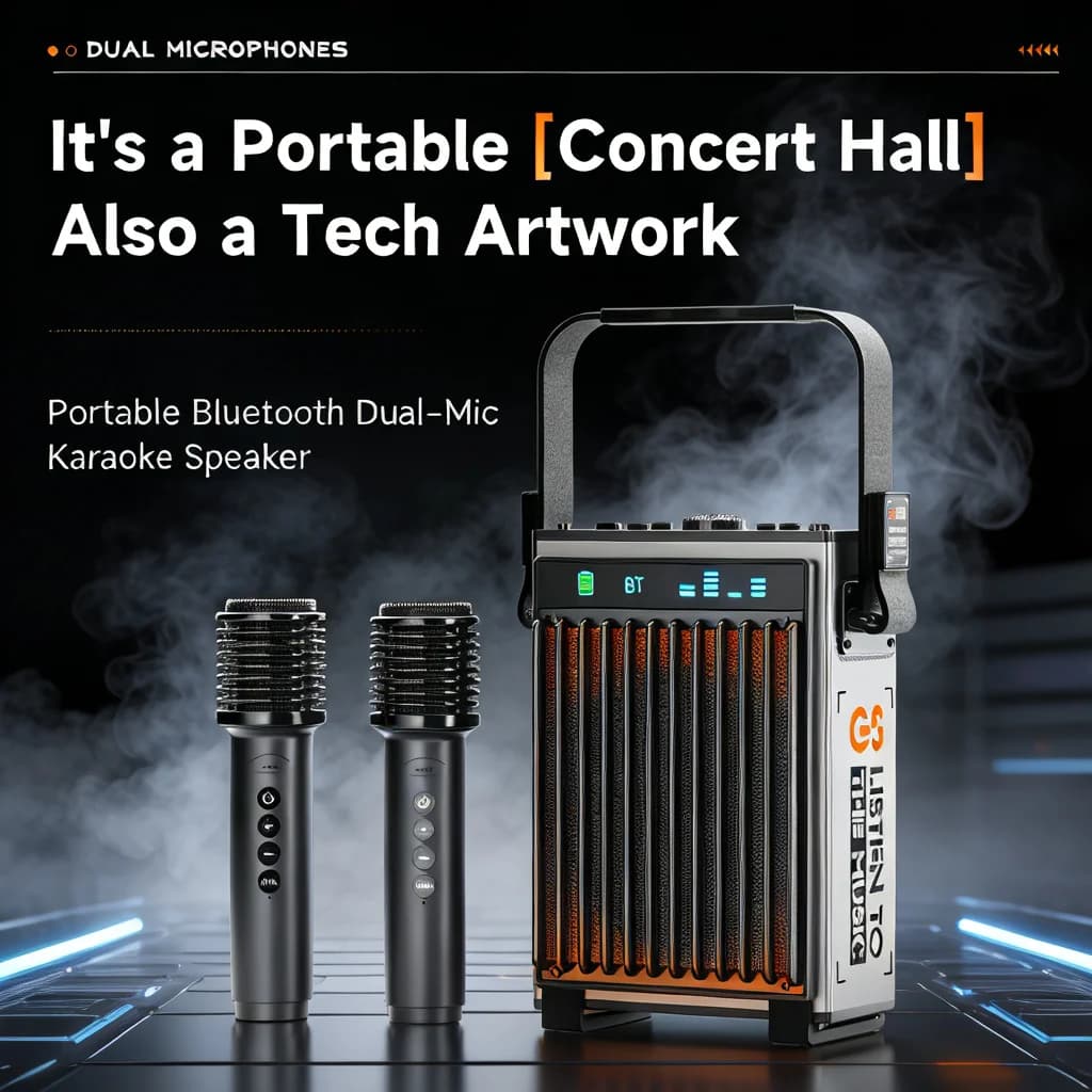 Altoparlante portatile ad alta potenza da 90W con 2 microfoni wireless, macchina per karaoke da esterno per feste e campeggio