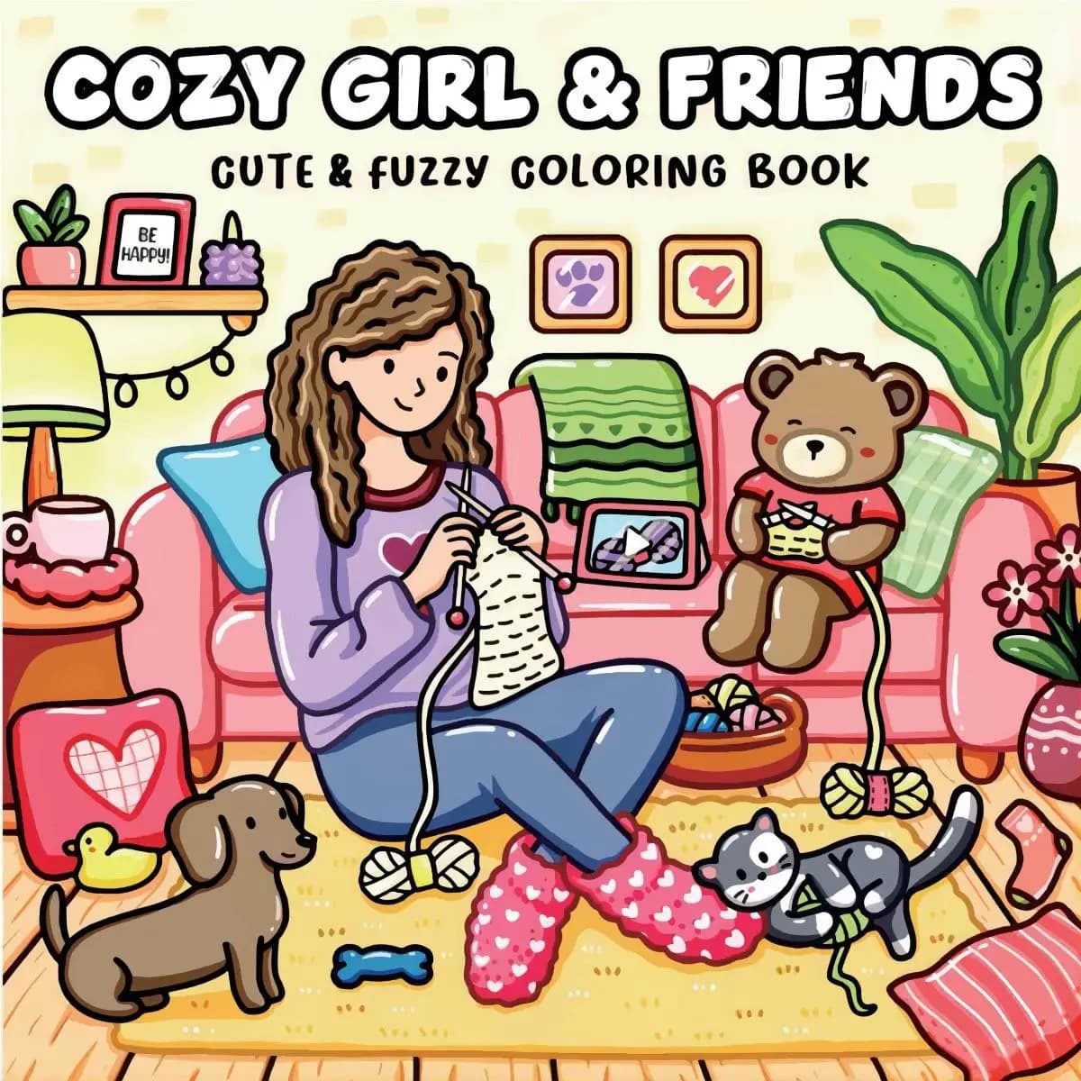 COZY GIRL & FRIENDS Bold-easy Patterns Coloring Book for Adults Cute Drawing Perfect Gift Party and Birthday