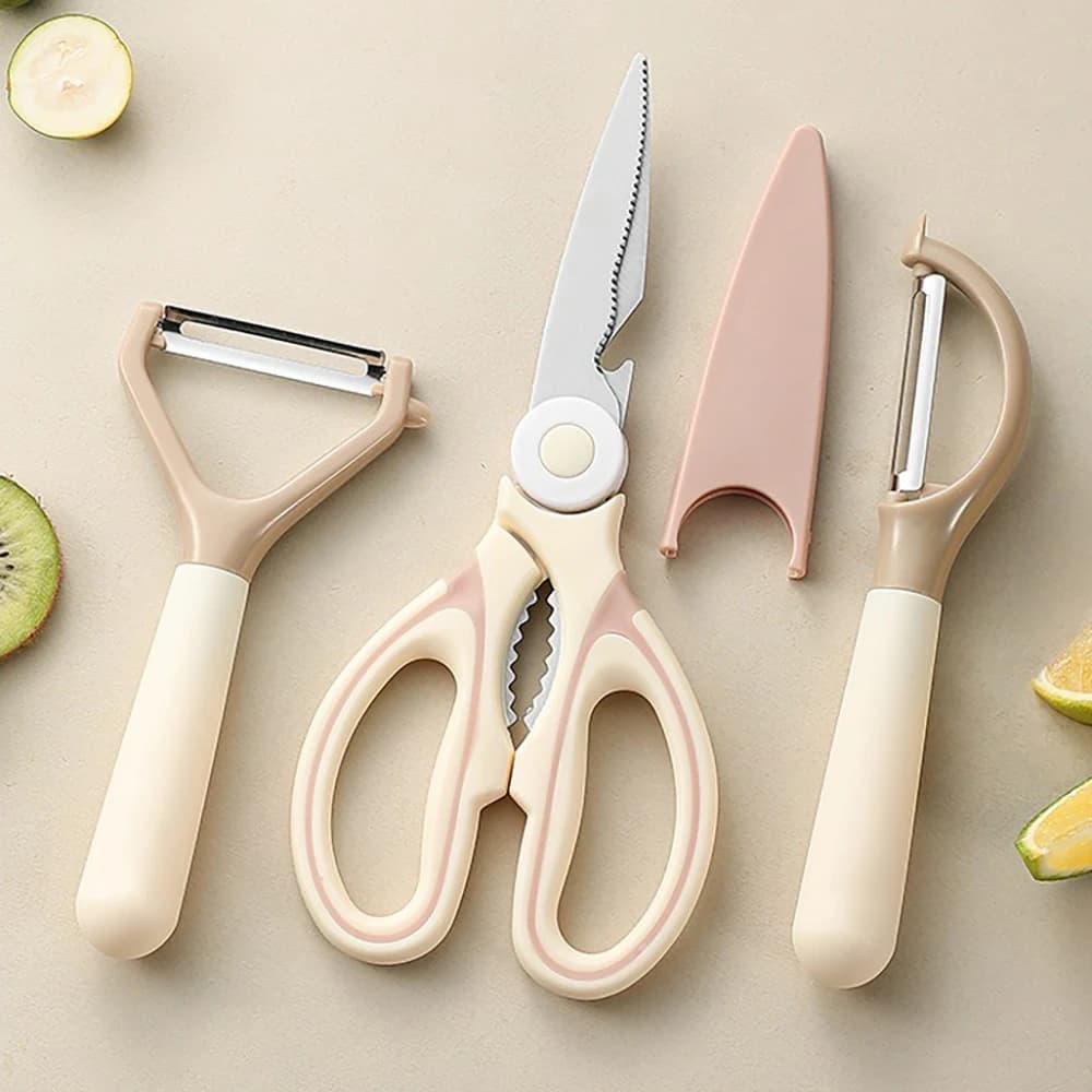 Plush Panda Scissors Set of 2 pieces Multifunctional Kitchen Knife for Fruit and Vegetables Set of 3 pieces stainless steel