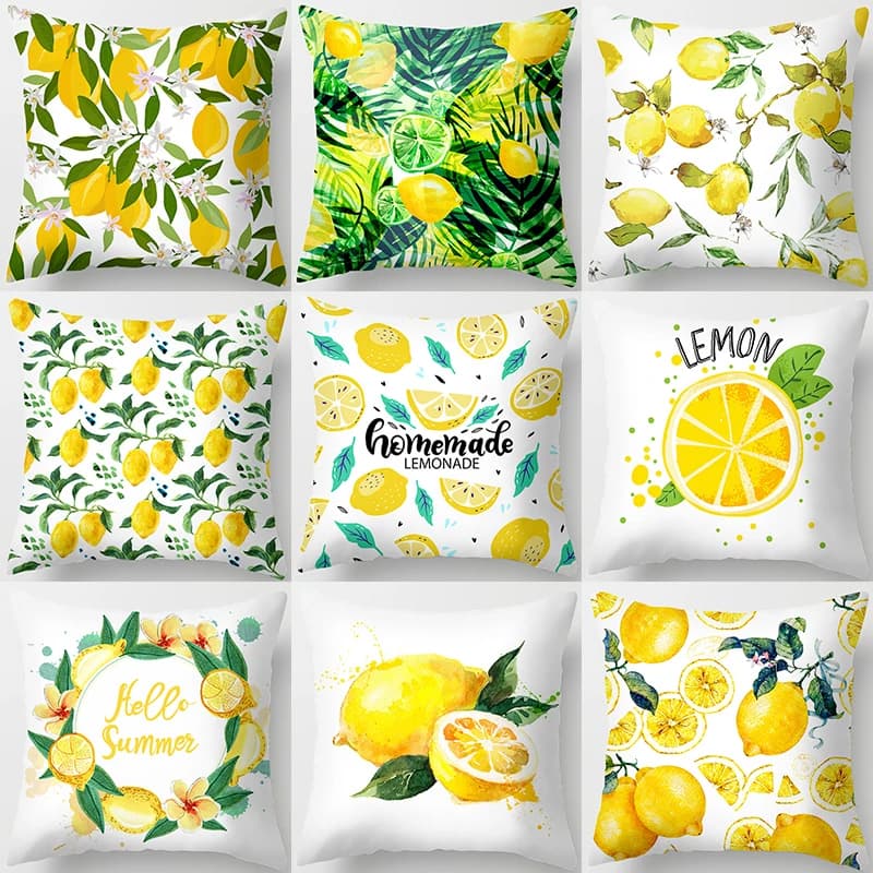 Decorazioni per la casa giallo modello limone fodera per cuscino estivo cuscino divano decorativo