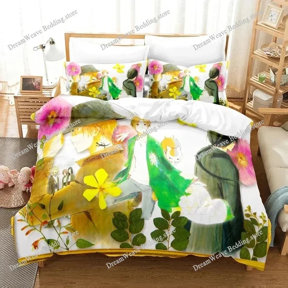 Set di Biancheria da Letto 3D Anime 'Il Libro degli Amici' di Natsume, Copripiumino in Poliestere con Federe, Decorazione per la Casa, Regalo, Misure Twin King Queen963