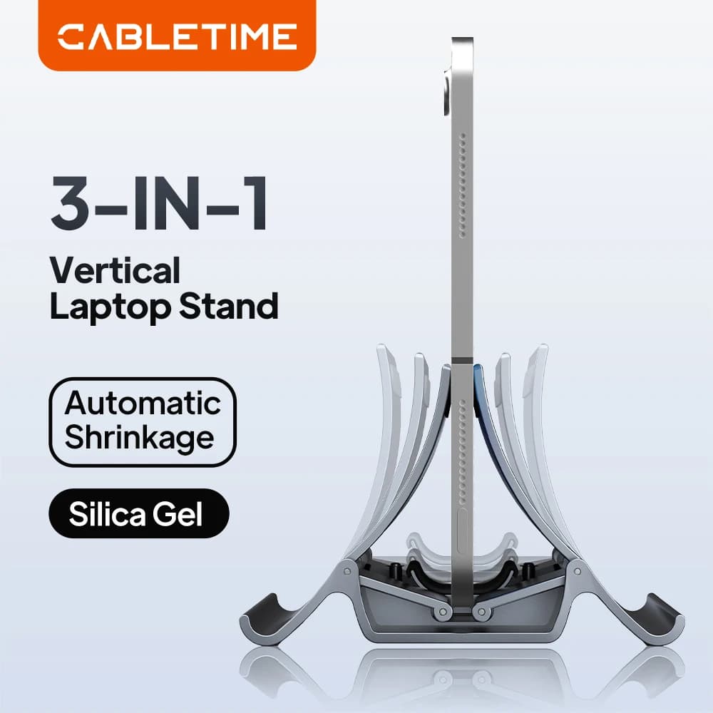 CABLETIME Vertical Adjustable Laptop Stand Gravity Holder Heat Dissipation Non-slip Silicone for MacBook Surface iPad HP Dell