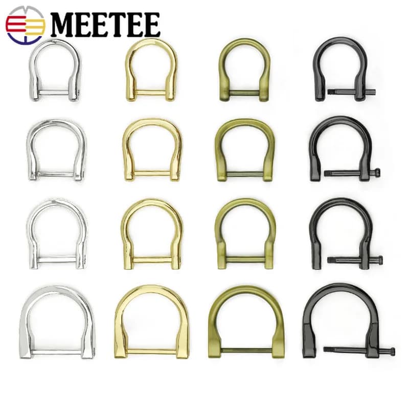 Fibbia a U a vite staccabile 4/10P 14/17/19/25mm, fibbie ad anello a D in metallo, regolatore per tracolla, chiusura a gancio per cintura, accessorio hardware