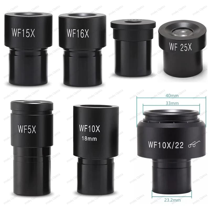 2 pz Microscopio Biologico Oculare Grandangolare Lente In Vetro Ottico Interfaccia 23.2mm WF5X WF10X WF16X WF20X WF25X
