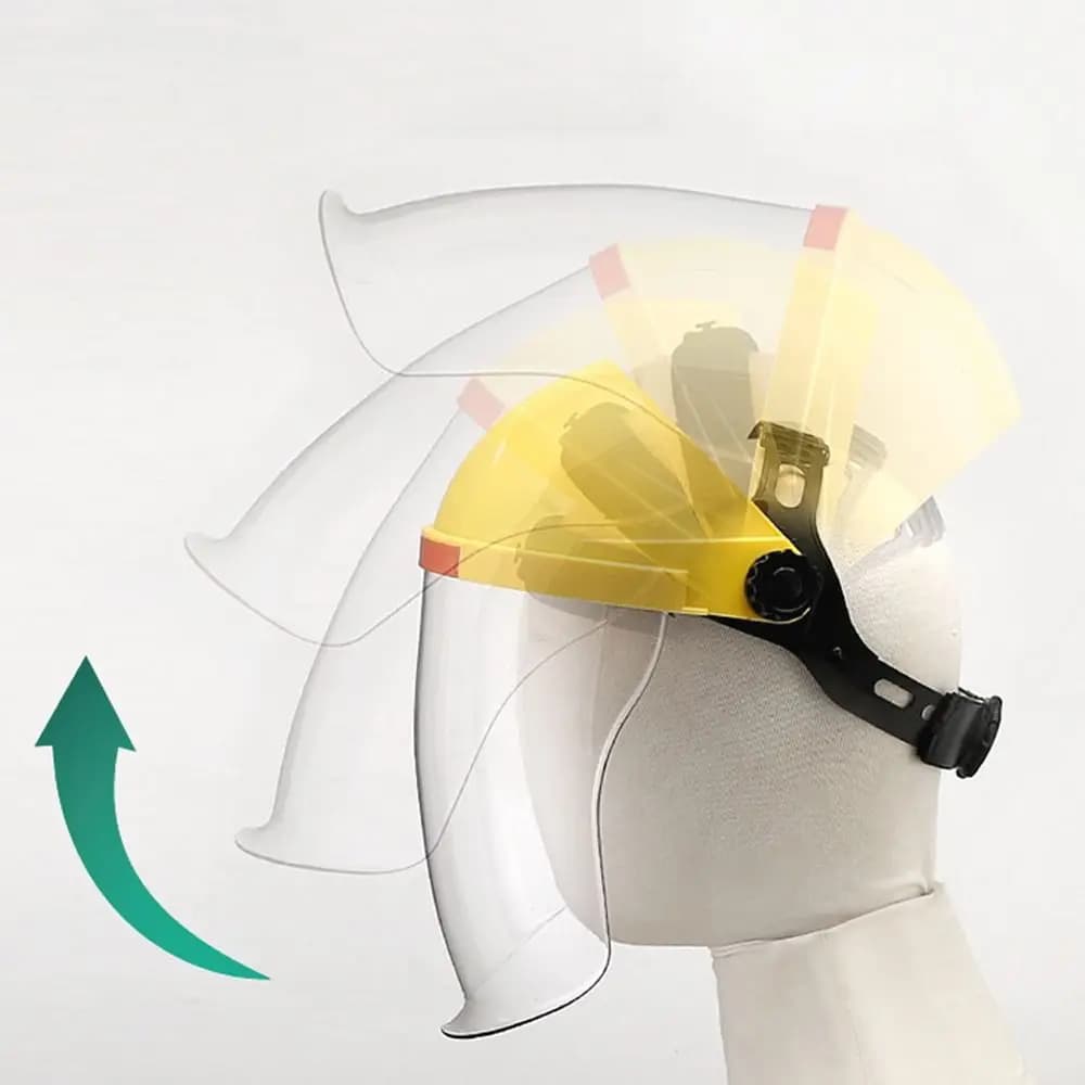 Maschera protettiva per saldatura in plastica per PC Anti spruzzi Visiera frontale Flip Casco per saldatura Maschera per il viso trasparente anti-UV Rettifica
