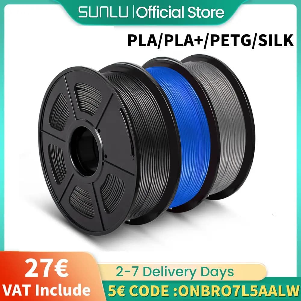 SUNLU 3 rolls PLA PETG filament 3D 1KG 1.75mm +/-0.02MM 3D printing filament packing vacuum wrapped filament neatly fast shipping