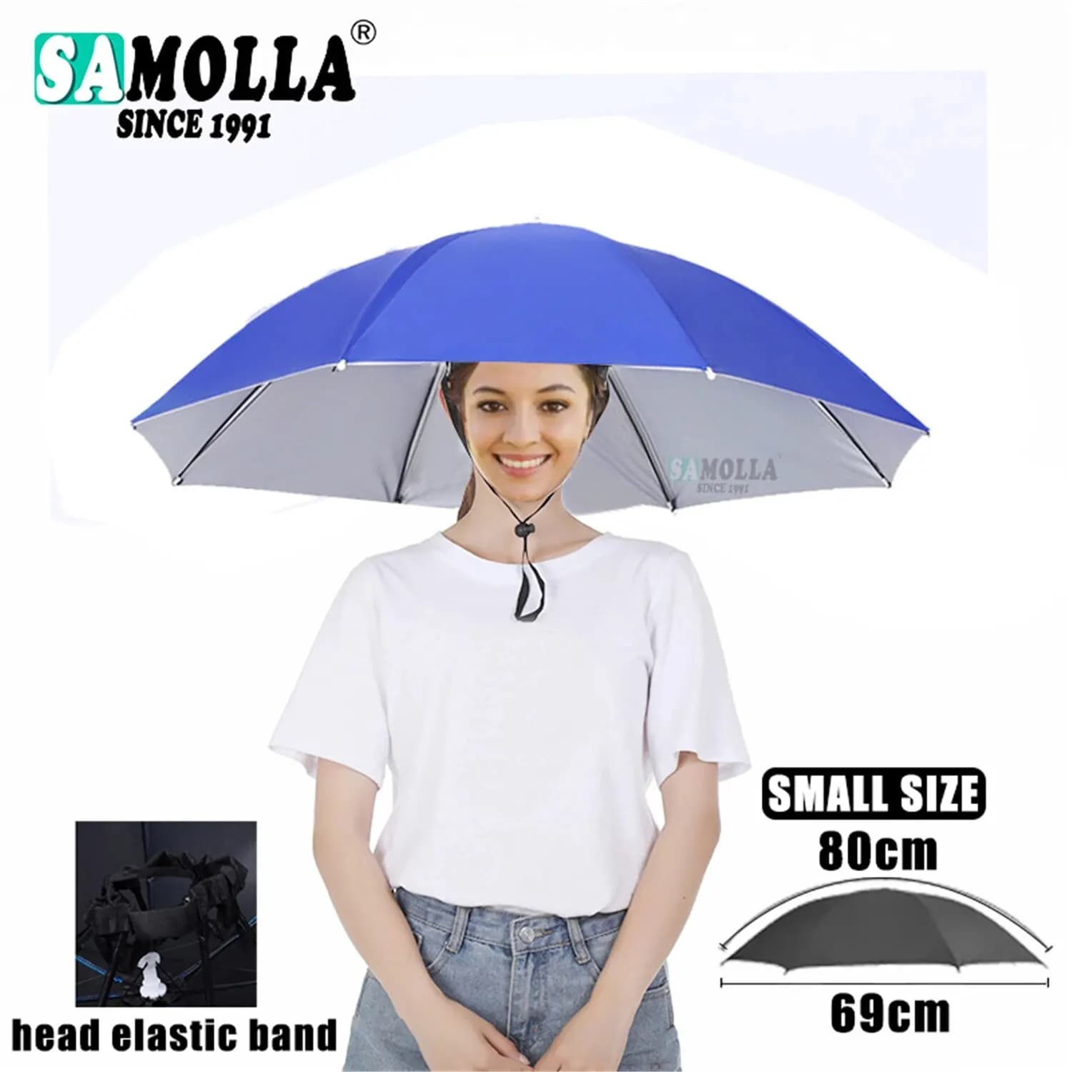 Cappello Ombrello Pieghevole Impermeabile con Protezione Solare, Cappello da Pesca, Copricapo da Spiaggia a Doppio Strato con Protezione UV