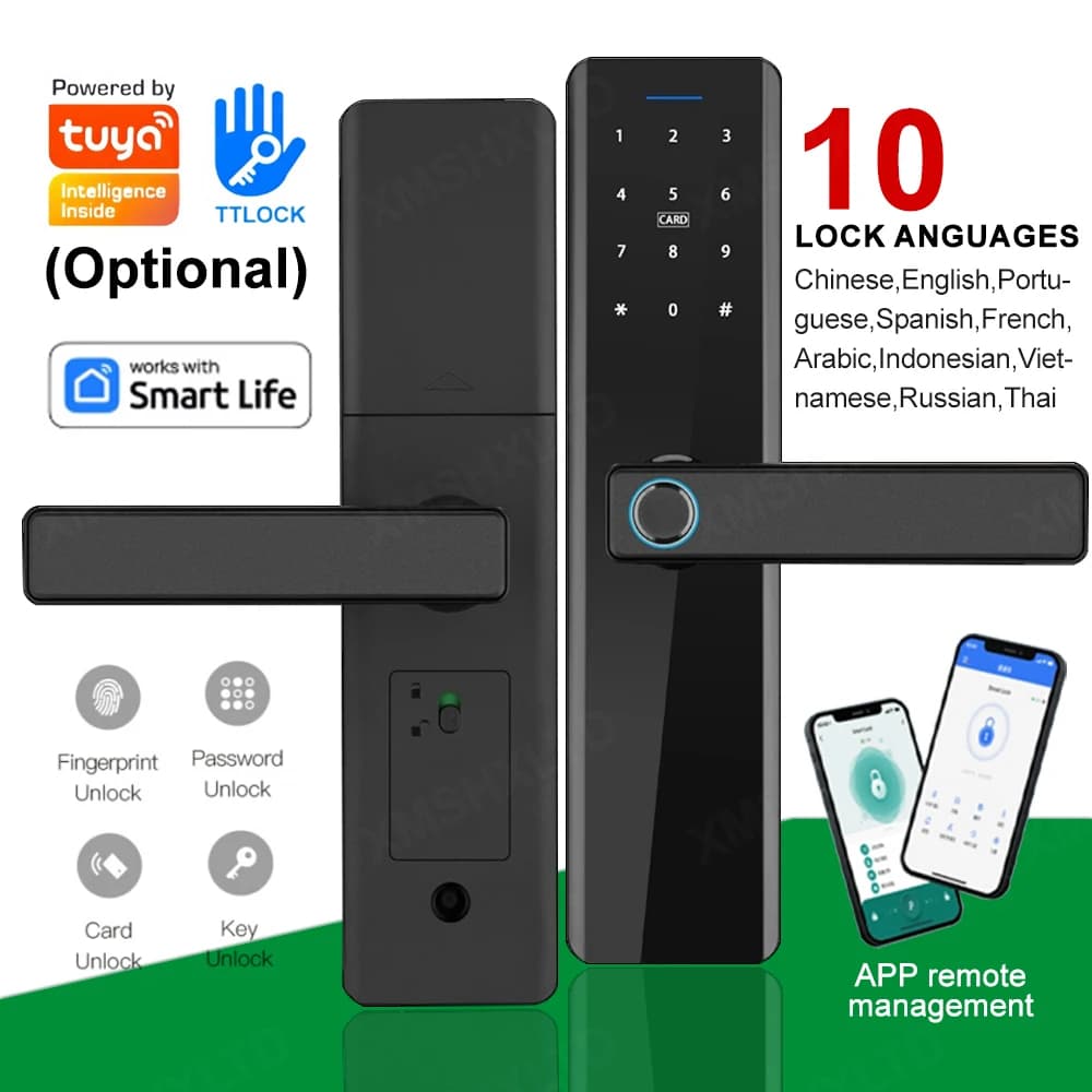 XMSHXLTD P16 Smart Door Lock TTlock Bluetooth / Tuya Password per impronte digitali Scheda IC Keyless Smartlife Home
