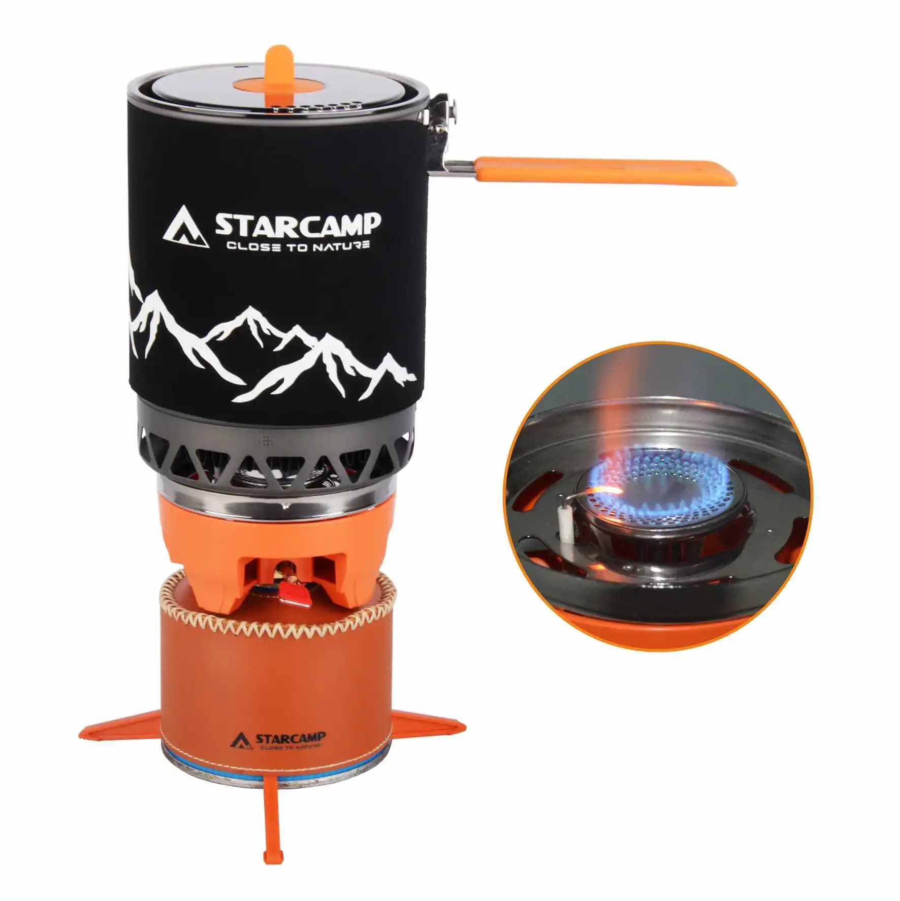 STARCAMP 1800ml Outdoor camping cooking system Hiking Fastboil jet cooker Gas burner with pot
