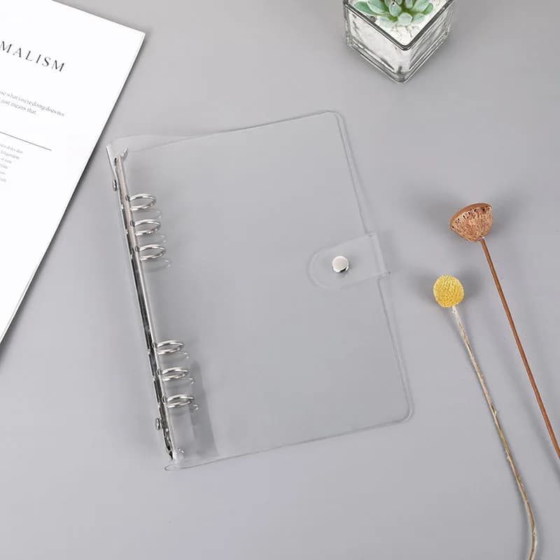 Raccoglitore ad Anelli in Plastica Trasparente A5/A6 per Planner, Agenda, Appunti e Organizzazione Documenti