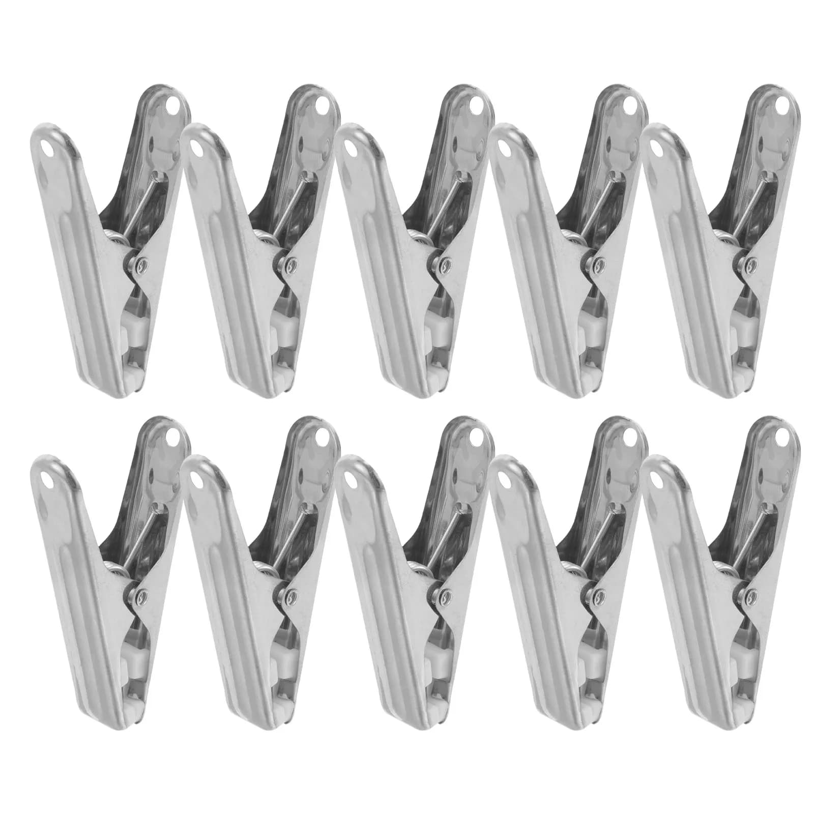 10Pcs Heavy Duty Metal Clothespins Windproof Clothes Clips Laundry Clips for Bed Sheets Towels Quilt Blanket Fixing
