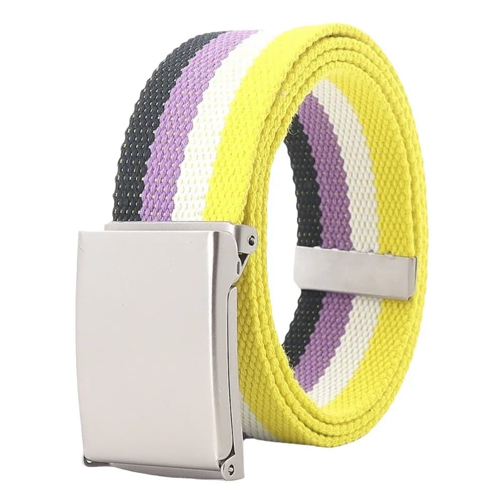 Cintura in tela con fibbia in metallo, regolabile, multifunzionale, da uomo, per affari, accessori per jeans a righe, cintura in nylon per arrampicata