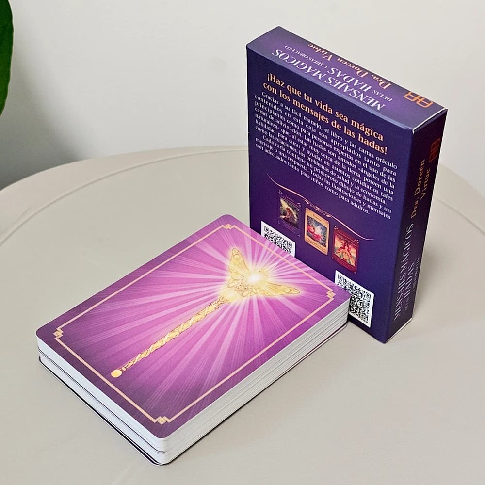 Messaggi magici delle fate Mazzo Oracle 10,5 * 7,5 cm 44 pezzi di carte spagnole stampate su cartoncino doppio goffrato da 350 GSM