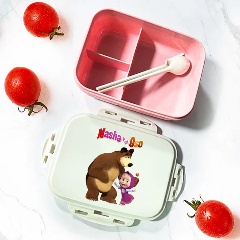 Portapranzo Mashas and The Bears con stampa di personaggi dei cartoni animati, contenitore termico portatile per alimenti, regalo per studenti.