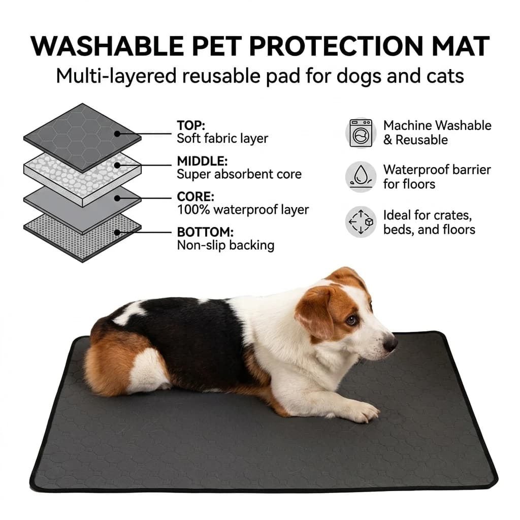 Tappetino assorbente riutilizzabile per cani, coperta lavabile per l'addestramento dei cuccioli, tappetino per l'urina, accessori per animali domestici per cani e gatti