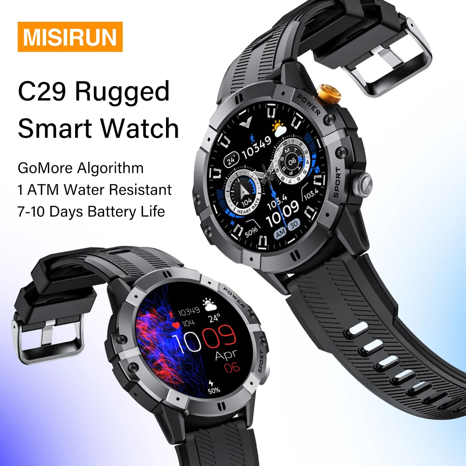 Smartwatch C29 da 1,52 pollici, impermeabile 1ATM, orologio sportivo da uomo con batteria da 410mAh, chiamate Bluetooth, monitoraggio della frequenza cardiaca e della salute 24 ore su 24.