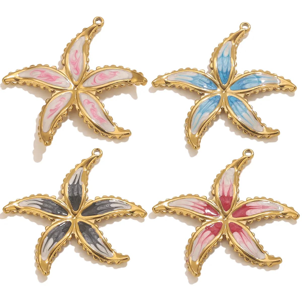 3 ciondoli stella marina in smalto in acciaio inossidabile per la creazione di gioielli, forniture per gioielli in stile mare, pendenti, orecchini, accessori per collane