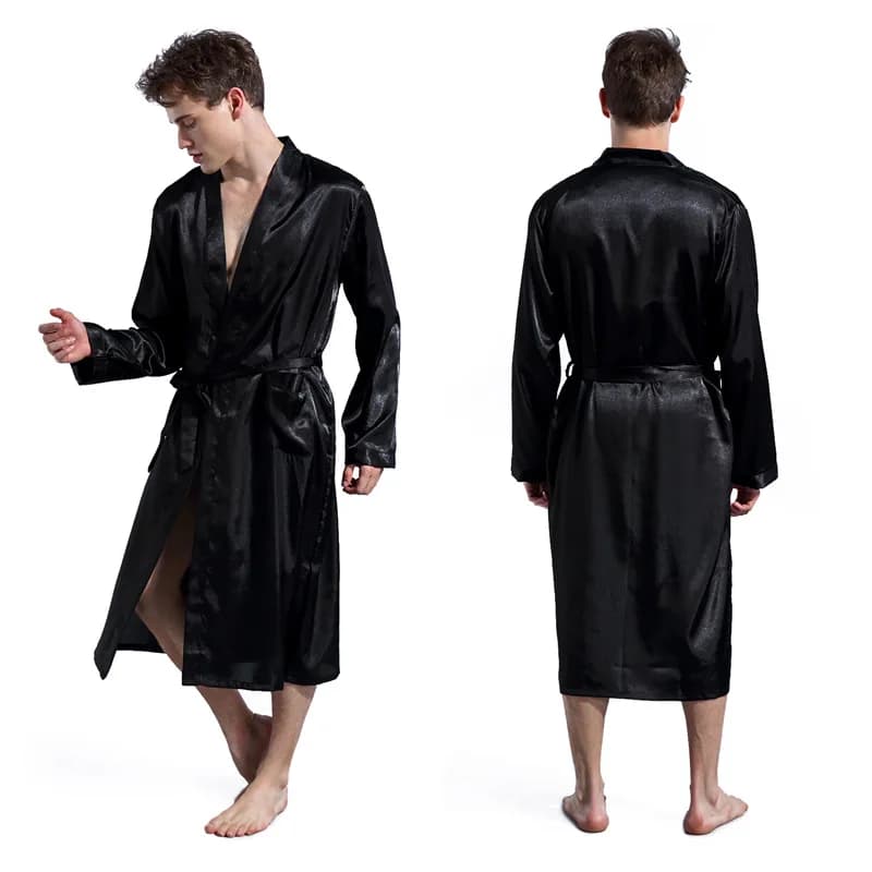 New Men Kimono Bride Dress Groomsman Slim Wedding Dress Satin Nightwear Loungewear Casual loose dresses for the house nightwear