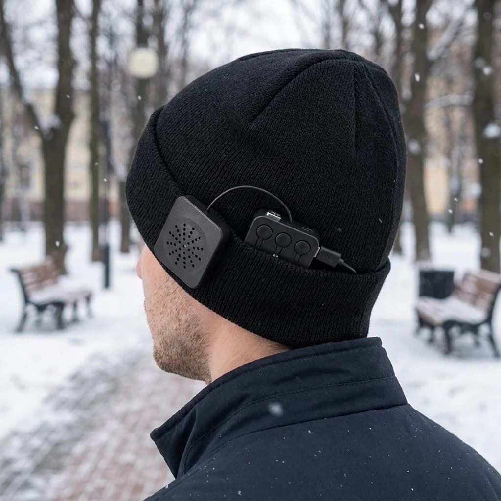 Music Beanie Wireless Bluetooth Hat with 5.3 Stereo Movement Module Headphones USB Rechargeable