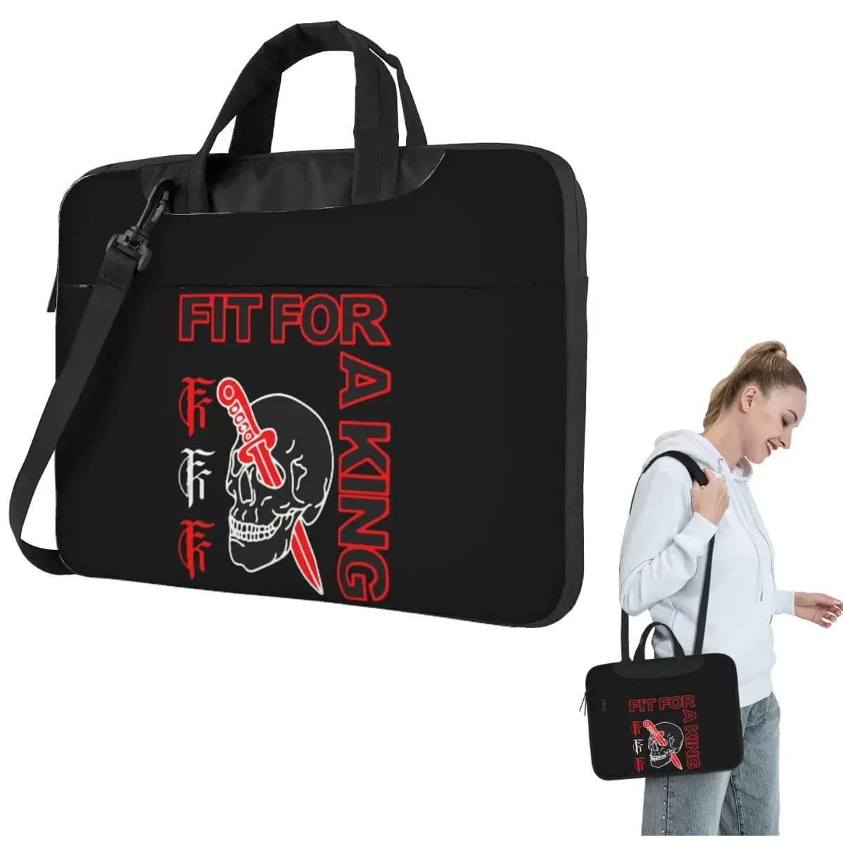Custodia a tracolla per laptop Copy Of Fit For A King Band, borsa protettiva resistente per computer portatile, compatibile con MacBook Pro