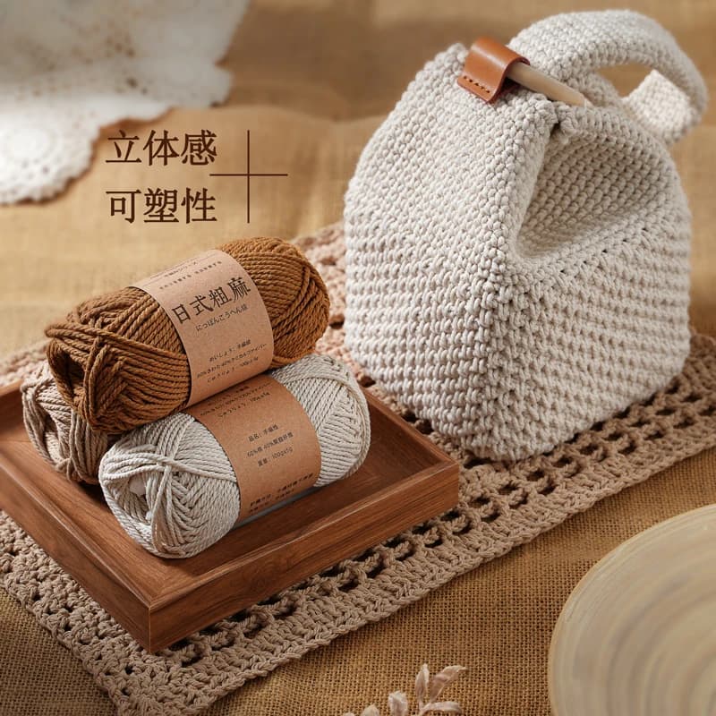 100G Japanese-style Coarse Linen Hook Hat Thread Anti-pilling High Tenacity Yarn for Hand Crocheting Bag