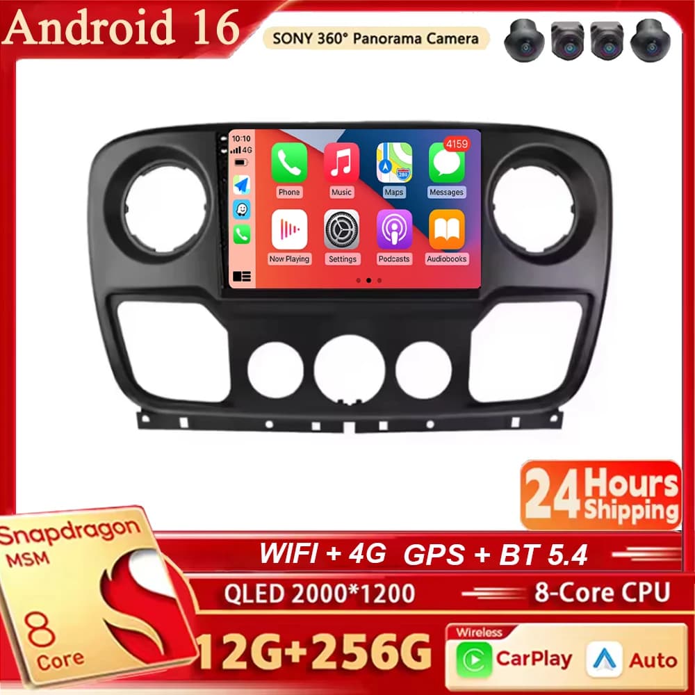Per Nissan NV400 Opel Movano Renault Master III 3 2010 - 2020Android 15 Auto Carplay Autoradio di Navigazione GPS Lettore Multimediale