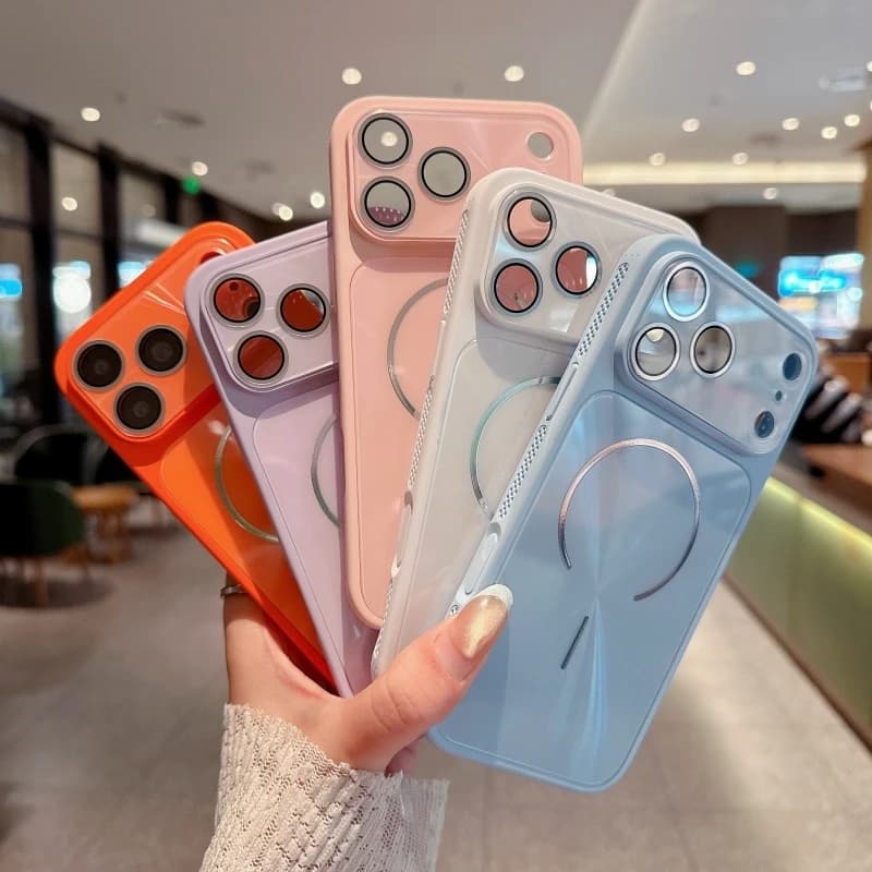 For Magsafe Magnetic Charge Phone Case For iPhone 17 16 15 14 13 Pro Max Shockproof Cooling edge Lens Protective Phone Cover