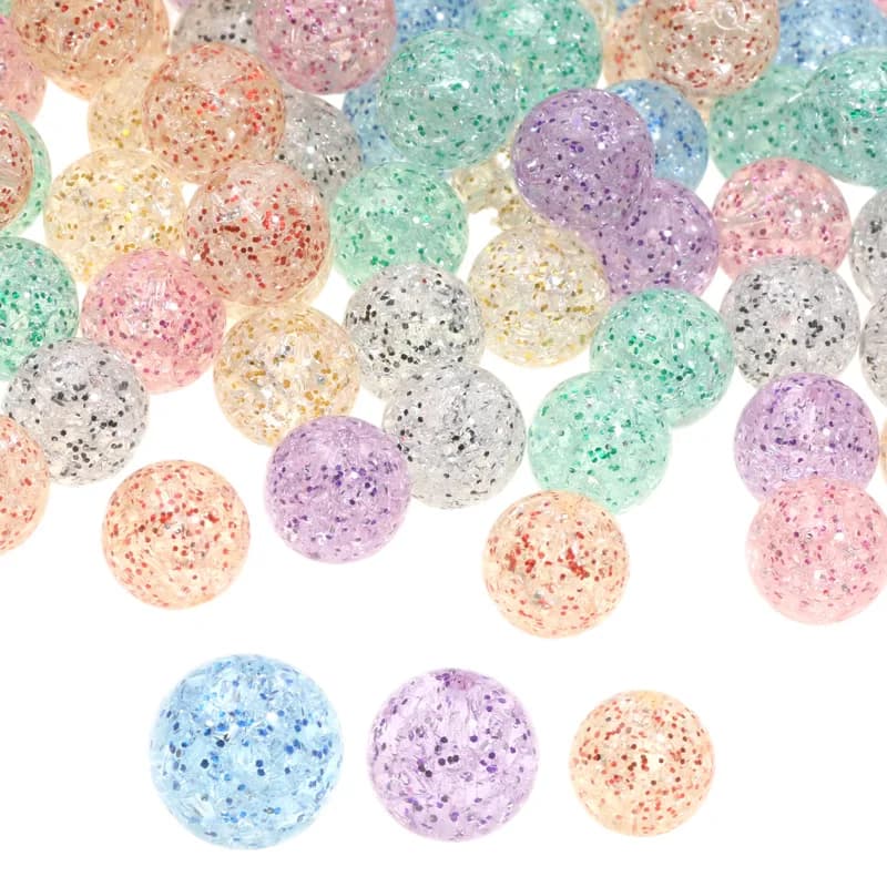 100-30 pz 8 10 12mm Perline Rotonde Acriliche Screpolate Glitter Branelli Allentati Del Distanziatore Per La Produzione di Gioielli Fai Da Te Collana Del Braccialetto Portachiavi