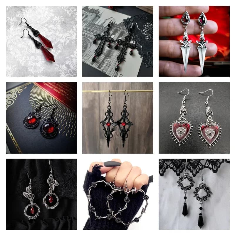 Vintage Gothic Vampire Witch Black for Women, Creative Party, Custom Jewelry Accessories, Halloween Gift