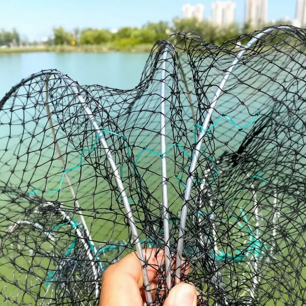 Collapsible Steel Fishing Net Trap Cage Portable Mesh Tool For Catching Lobster Shrimp Crab Fish Outdoor Fishing Gear