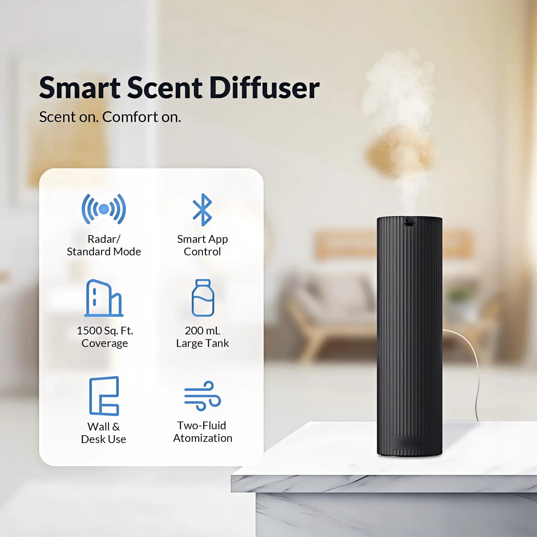 Portable Bluetooth Scent Aroma Diffuser Bluetooth Home Radar Diffuser Waterless Plastic Fragrance Air Machine for Hotel