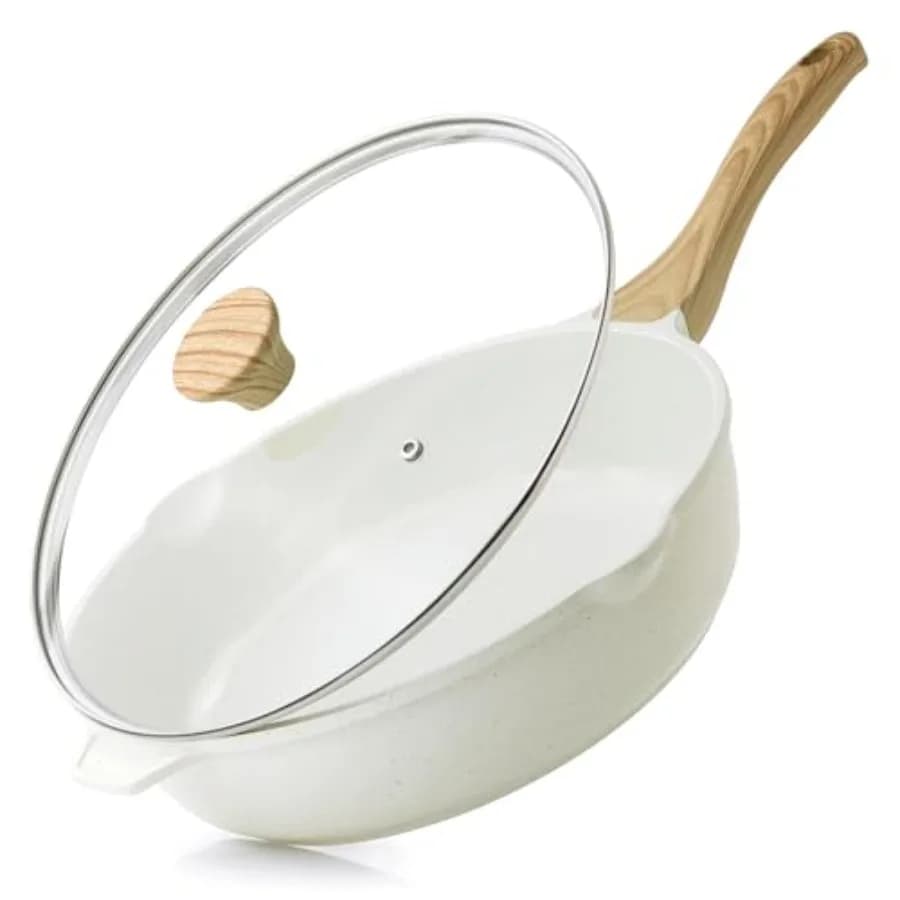 Ceramic Anti-Flat Plate 12 5QT, Non-Toxic Deep Pen with Cover, Teflon-Free Kitchen Tools, Quickly cool and Compatible with Induction