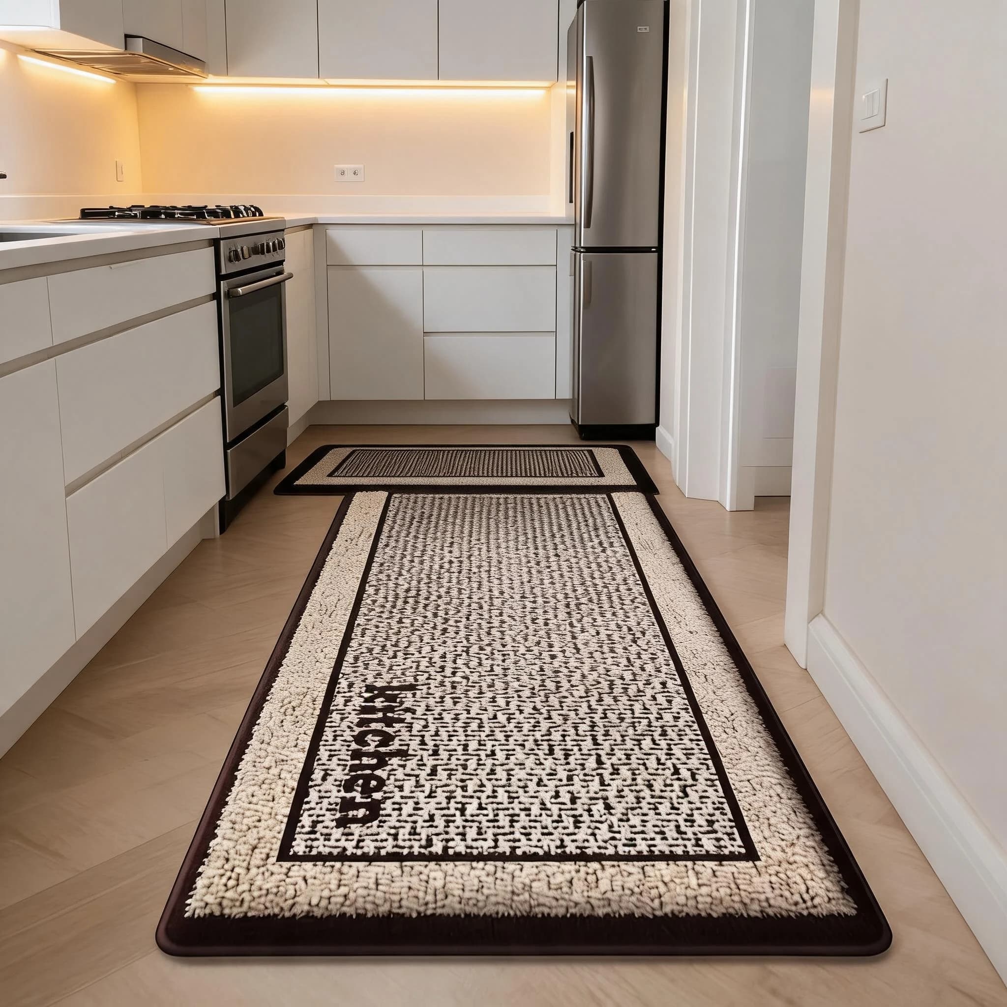 Kitchen Runner Carpet Long Soft Flannel Plush Rug Water Absorbent Non Slip Floor Mat for Kitchen Entrance