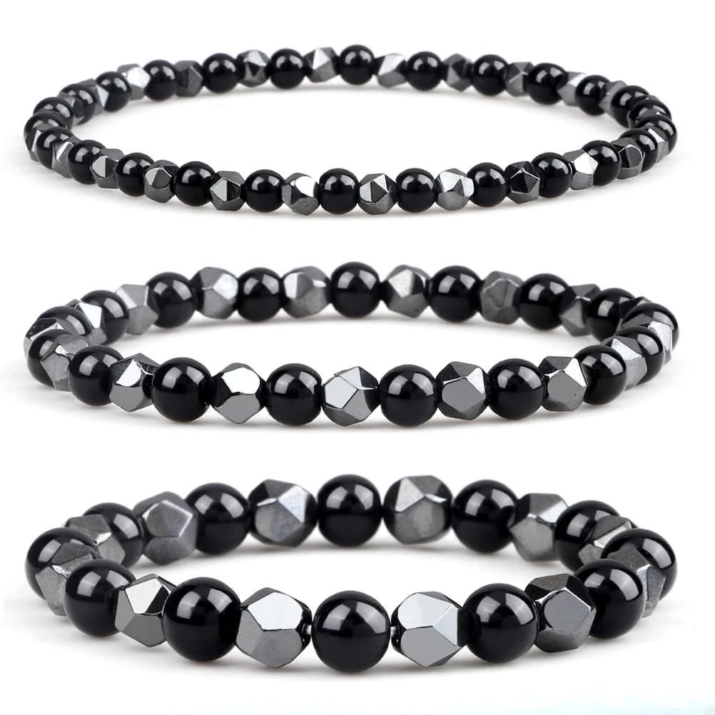 Braccialetti classici con perline di energia ematite 4/6/8mm Braccialetti con perline di occhio di tigre ematite di ossidiana nera naturale Gioielli di guarigione yoga