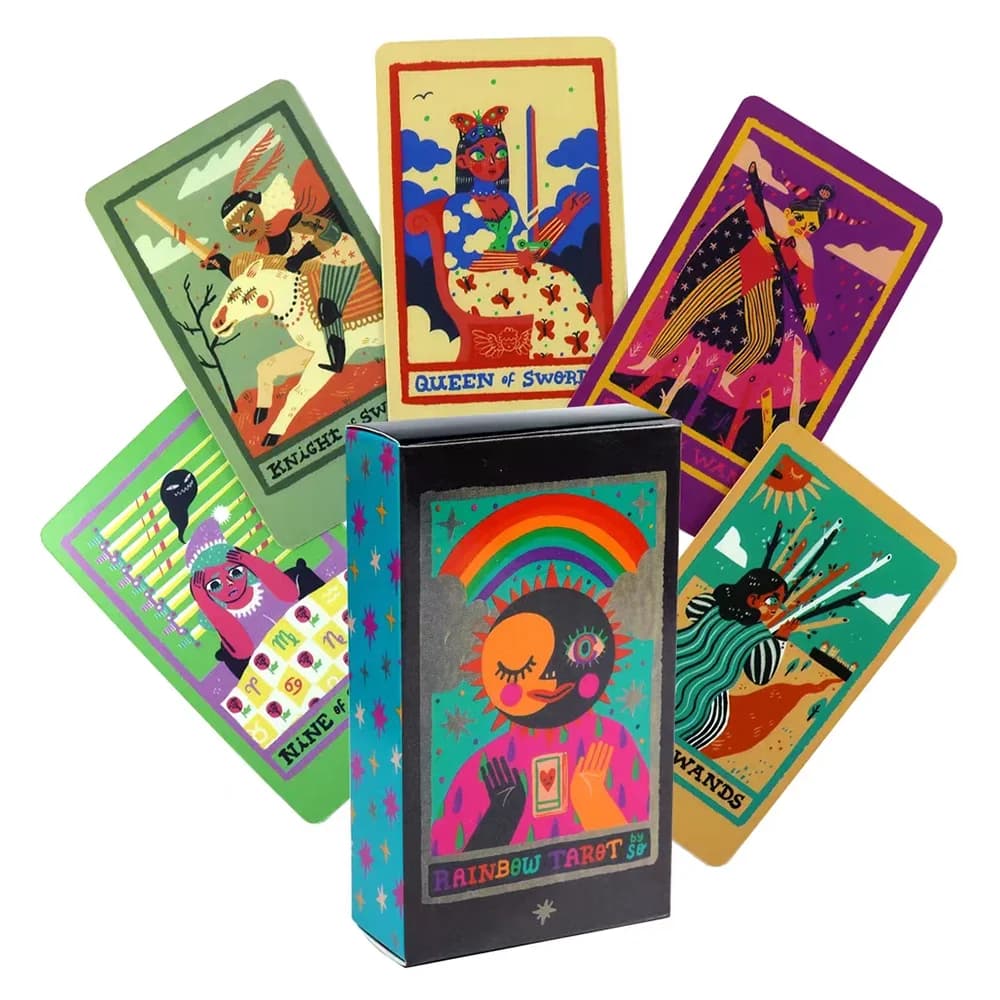 78 pezzi di carte/tacchi arcobaleno da ponte, gioco di carte dei tarocchi per feste per principianti Mazzo di carte di lezione coliosa per amore, guida spirituale della vita