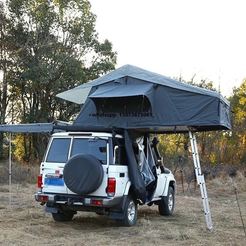 Tenda da Tetto per Auto 4X4 da Campeggio per 5 Persone con Stanza Aggiuntiva in Alluminio Grande con Annesso