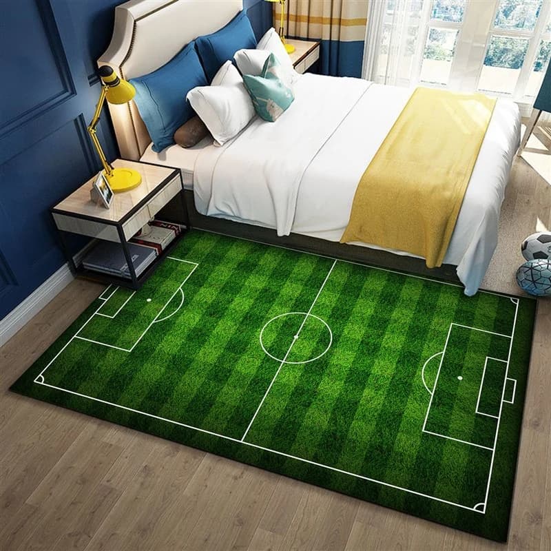 VIKAMA Anti-slip carpet inspired by the football field, suitable for bedside table in the bedroom, bathroom door mat, home decorations