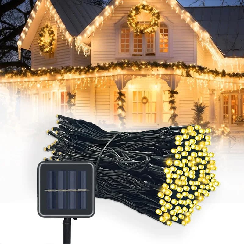 Luci Fatate Solari a LED in Plastica Effetto Pelle per Esterni, Impermeabili, 8 Modalità di Illuminazione per Decorazioni Giardino, Natale, Matrimoni e Feste