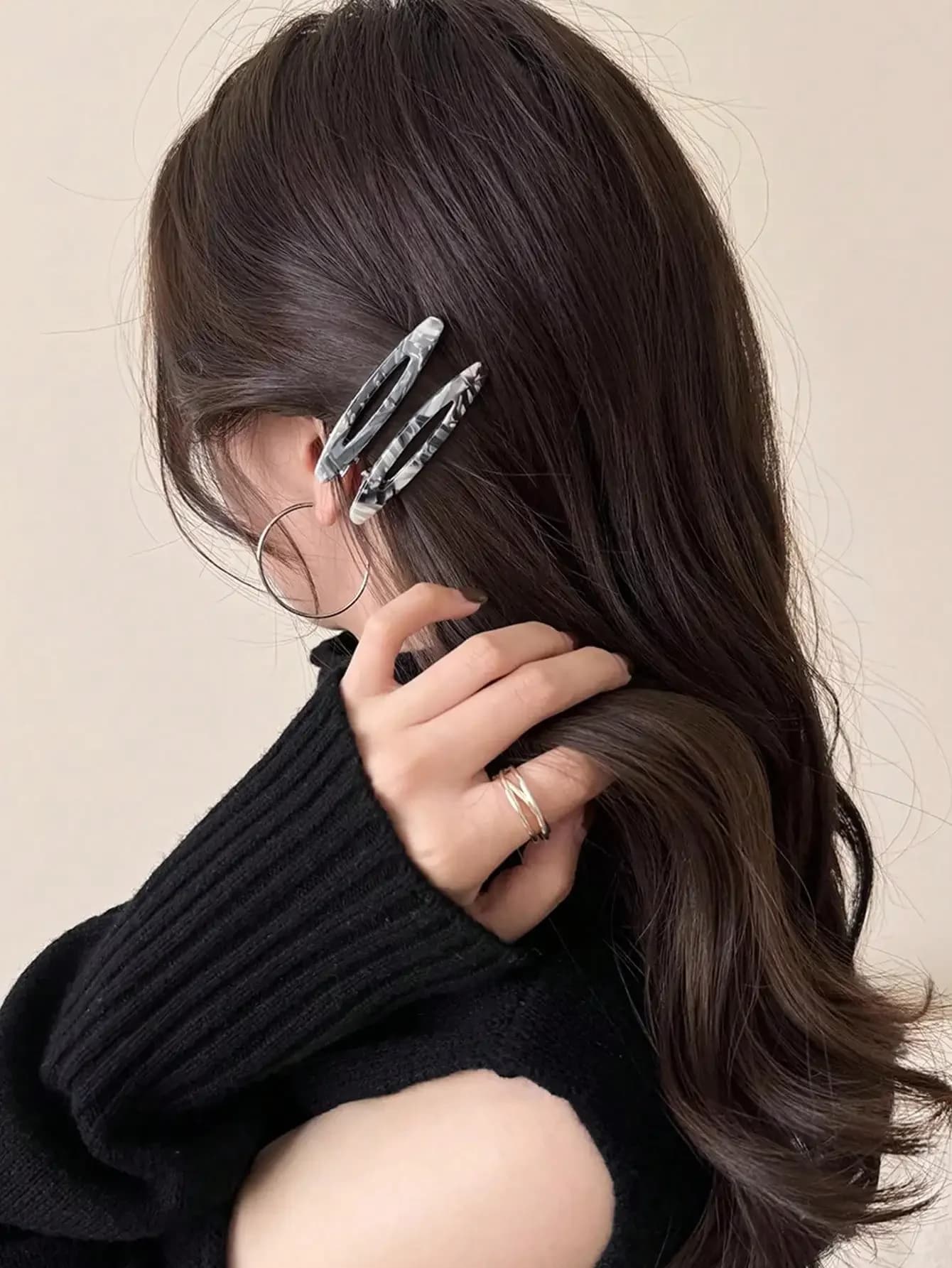 Set di 2 fermagli per capelli in acetato, fermagli geometrici ovali cavi, accessori per capelli da donna