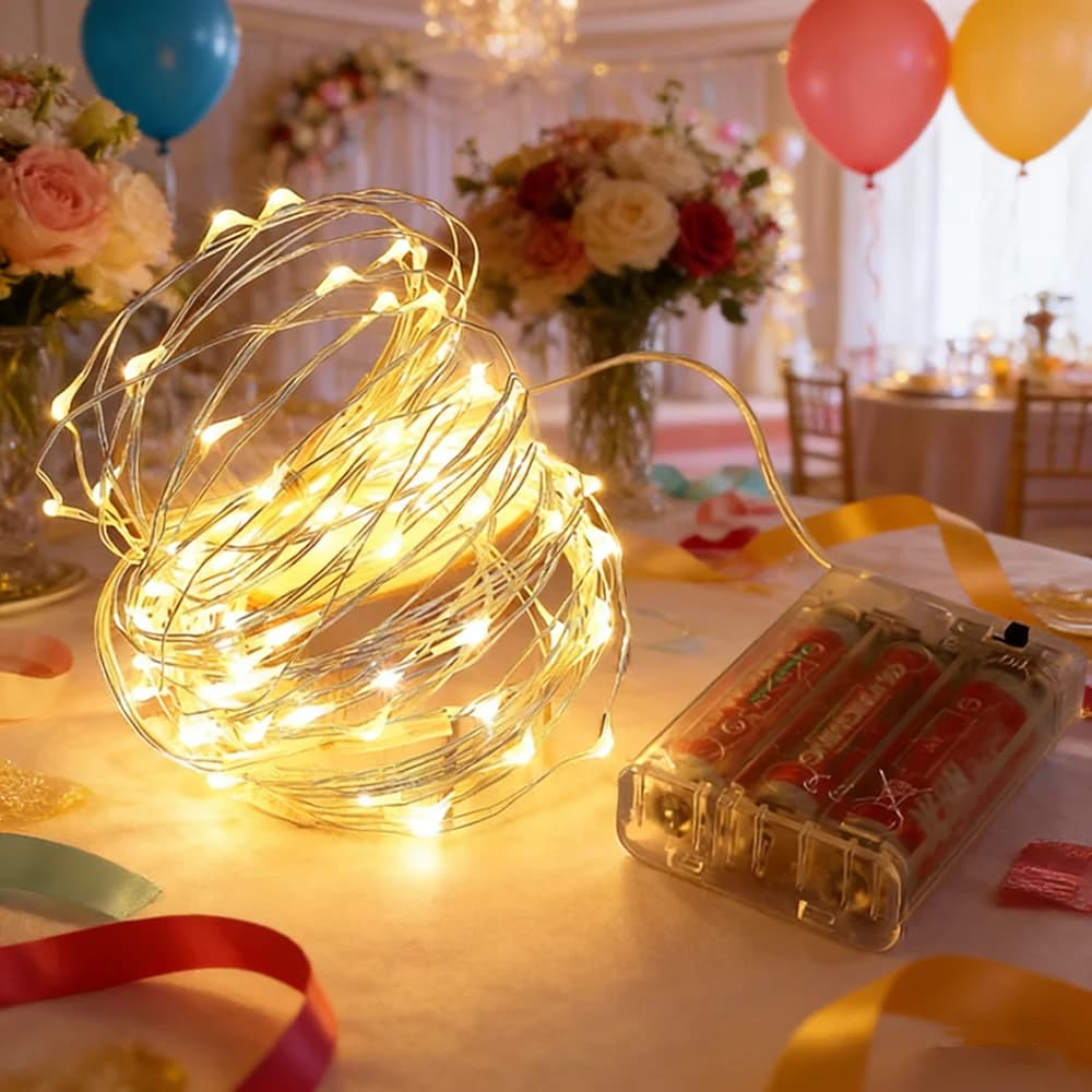 Luci a Filo LED a Batteria per Decorazioni Natalizie e Matrimoniali, 1/2/5/10M, per Camera da Letto, Giardino e Feste