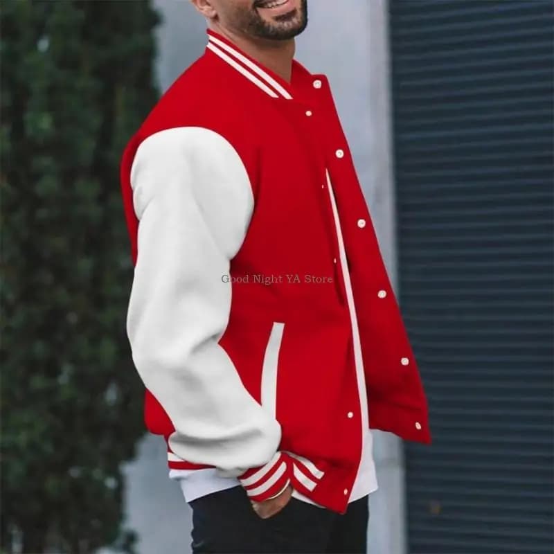 Giacca da baseball Letterman con maniche in ecopelle Bomber Cappotto Outwear Giacche college da uomo