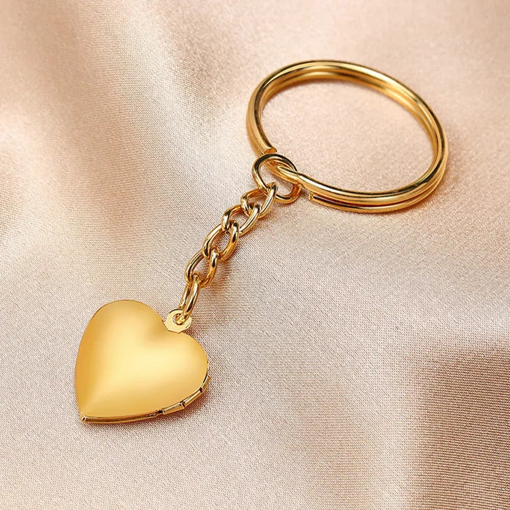 Heart Shaped Keychain Photo Box Key Ring Diy Pendant Opening Picture Frame Creative Key Holder Stainless Steel Durable Design