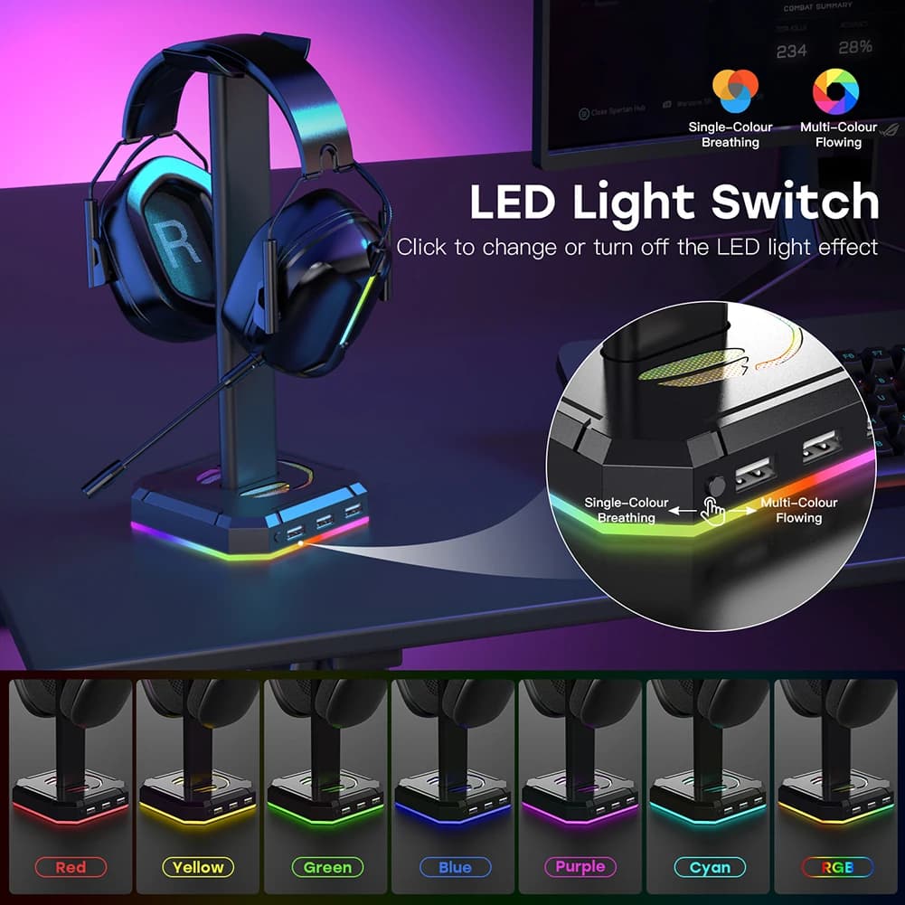 Headphone support for backlight headphone support RGB headphone support mounted on head support for vertical bracket for table organizer