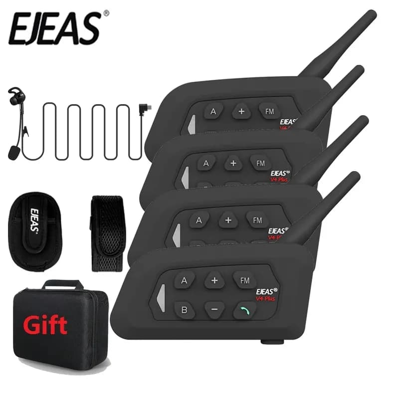 EJEAS V4C Plus Arbitro di calcio Interfono Auricolare 1/2/3/4 Gruppo 1500M Bluetooth Comunicazione Full Duplex Calcio Pallamano Hockey