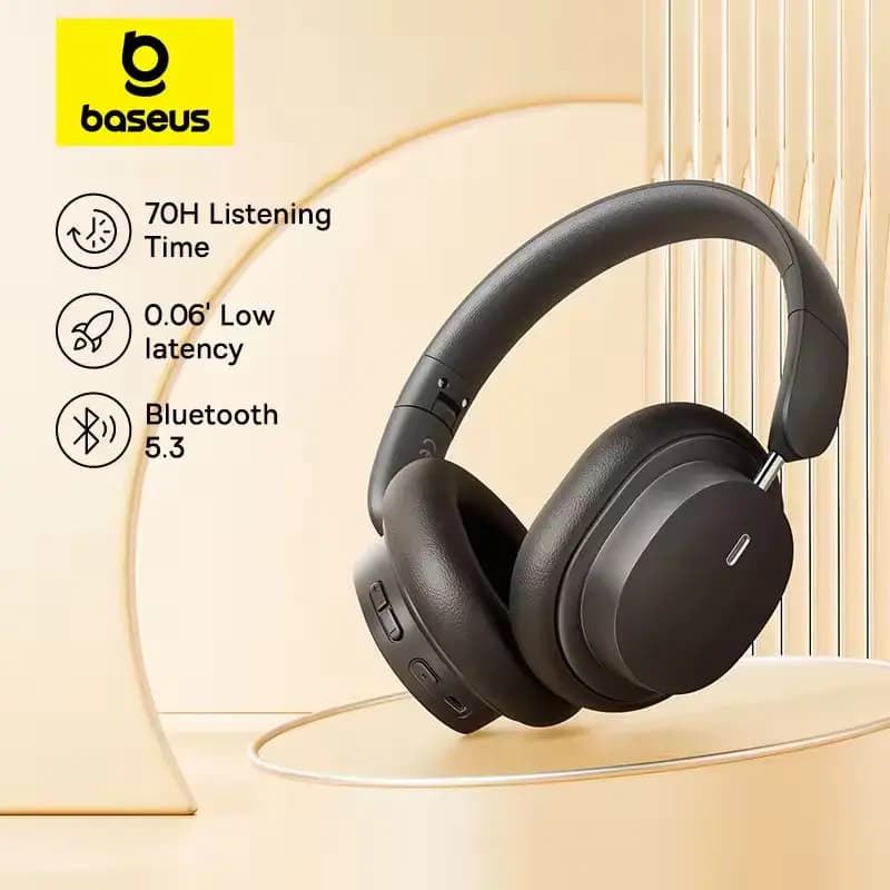 Baseus Bowie D05 Cuffia wireless Auricolare audio spaziale 3D Auricolare Bluetooth 5.3 Driver da 40 mm Cuffie pieghevoli sopra l'orecchio 70H